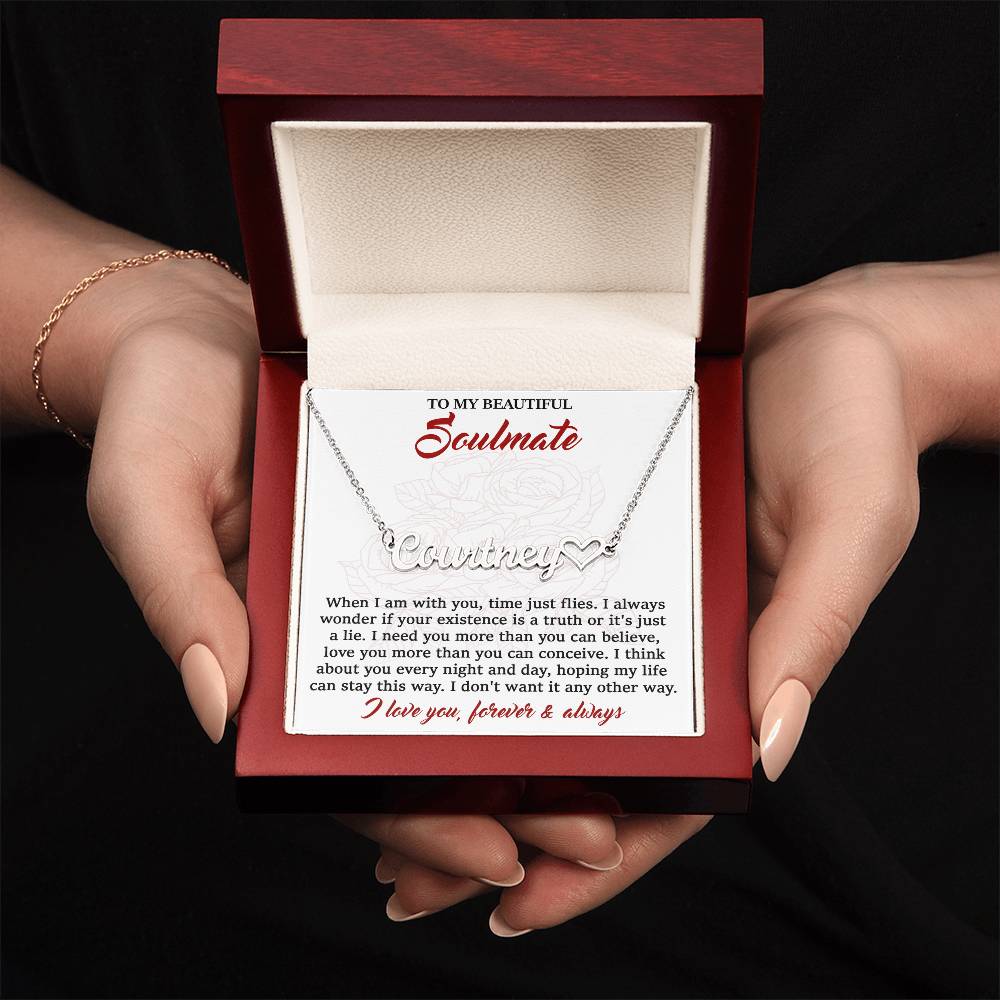 Soulmate-I Need You Personalized Script Name Necklace