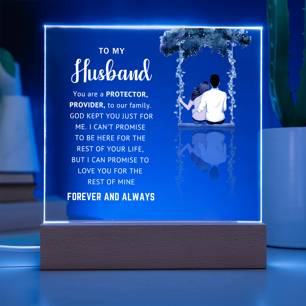 Husband LED Acrylic Plaque – Faith-Filled Love Gift for Husband, Forever and Always Keepsake