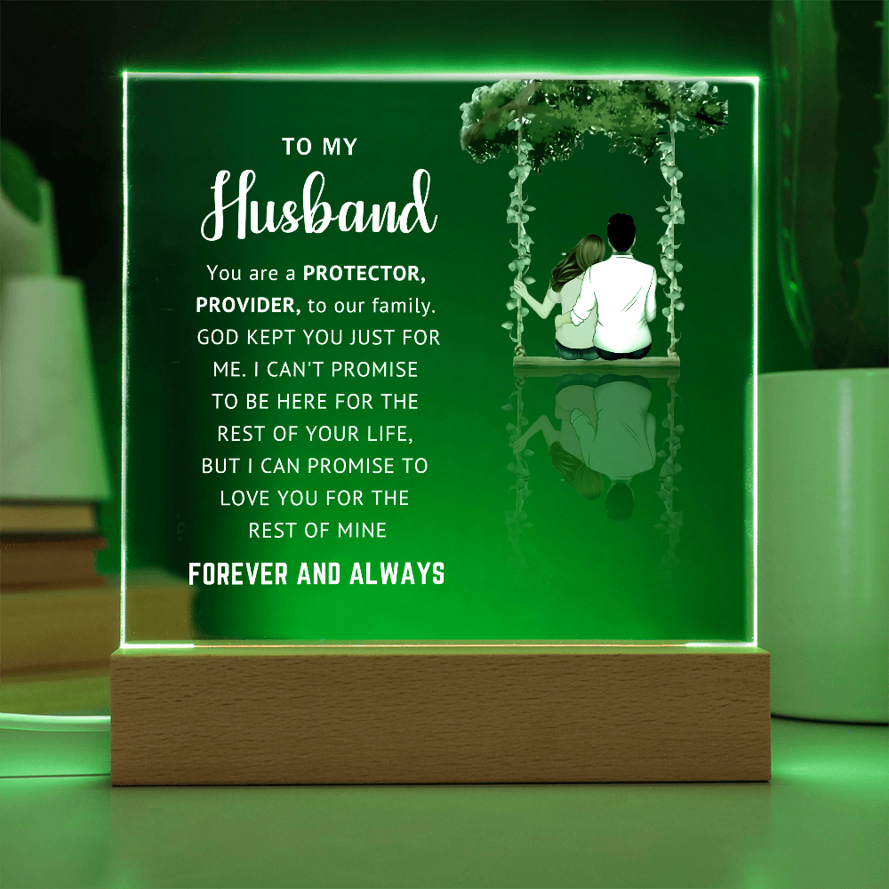 Husband LED Acrylic Plaque – Faith-Filled Love Gift for Husband, Forever and Always Keepsake