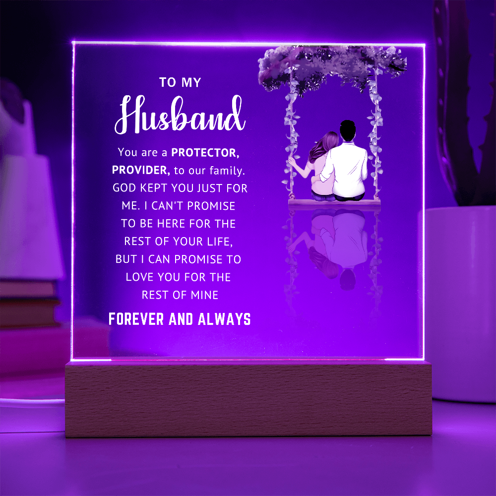 Husband LED Acrylic Plaque – Faith-Filled Love Gift for Husband, Forever and Always Keepsake