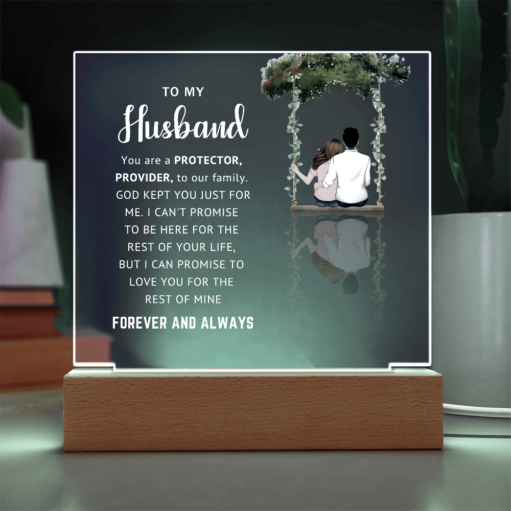 Husband LED Acrylic Plaque – Faith-Filled Love Gift for Husband, Forever and Always Keepsake