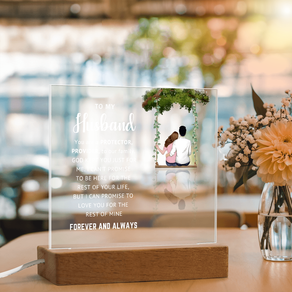 Husband LED Acrylic Plaque – Faith-Filled Love Gift for Husband, Forever and Always Keepsake