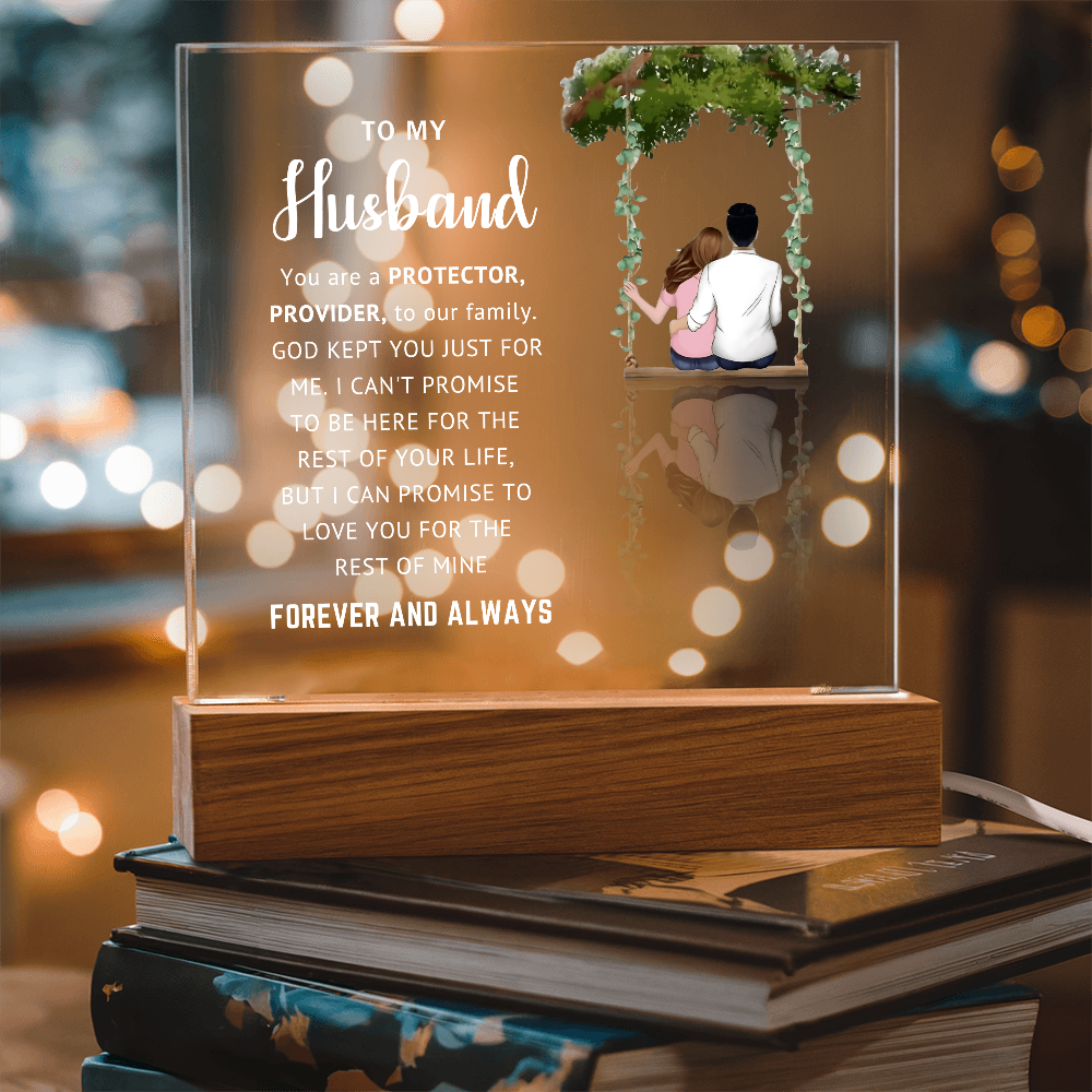 Husband LED Acrylic Plaque – Faith-Filled Love Gift for Husband, Forever and Always Keepsake