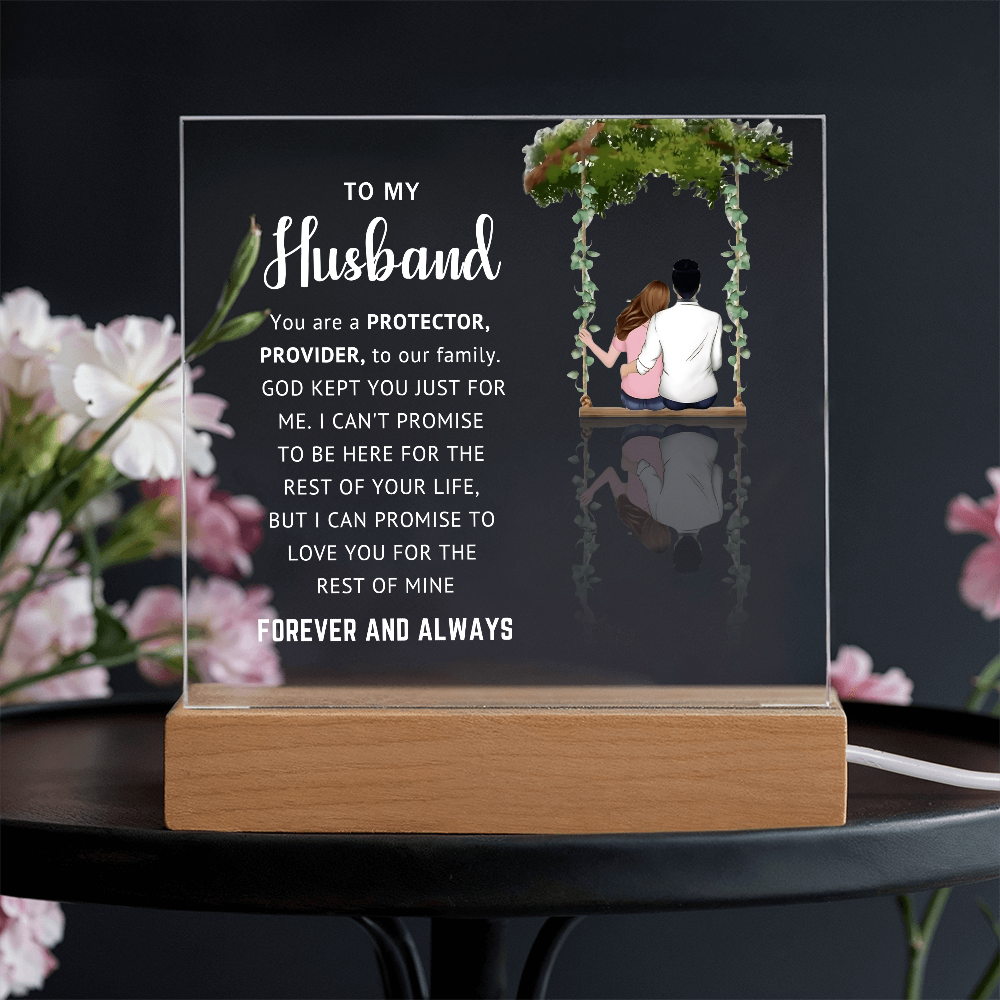 Husband LED Acrylic Plaque – Faith-Filled Love Gift for Husband, Forever and Always Keepsake