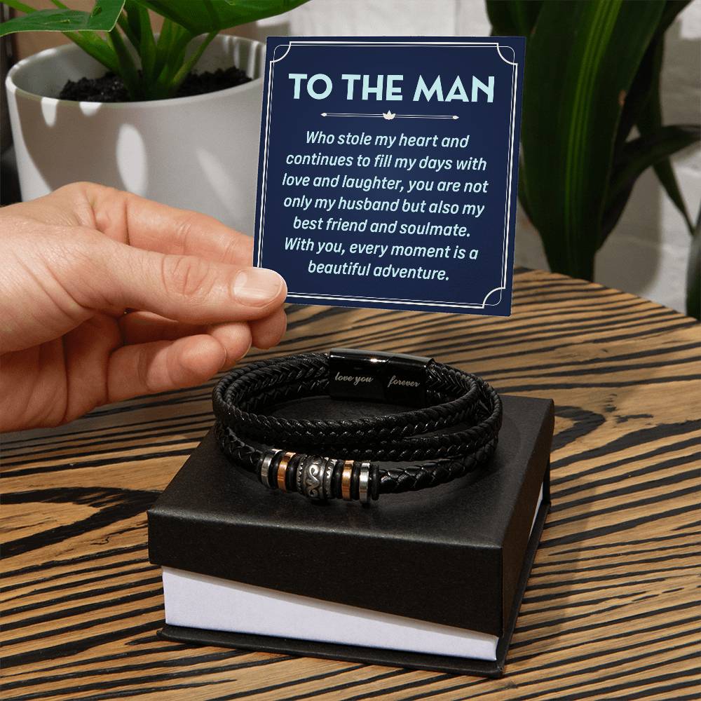 To the Man Who Stole My Heart Men's Leather Bracelet