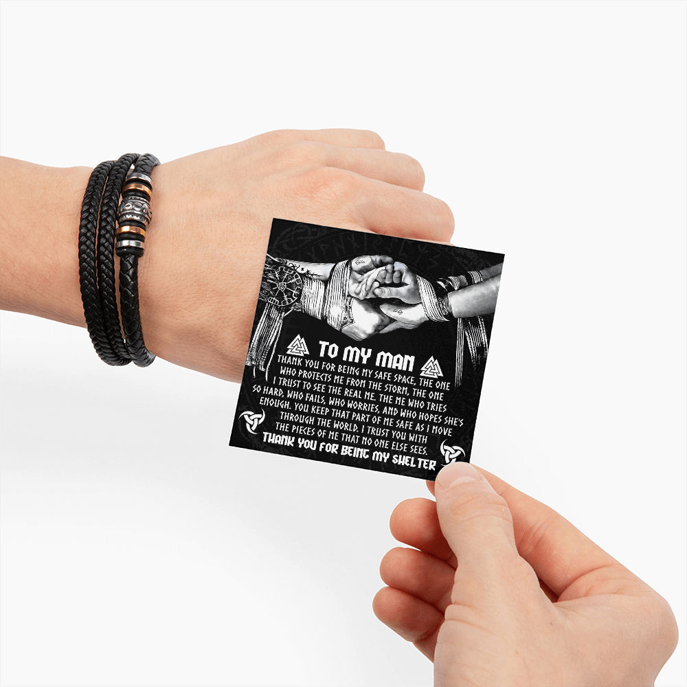 To My Man – Viking-Inspired Bracelet Gift with “You Are My Shelter” Card Message