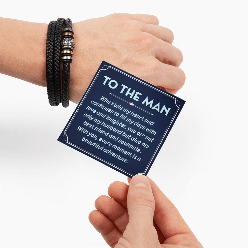 To the Man Who Stole My Heart Men's Leather Bracelet