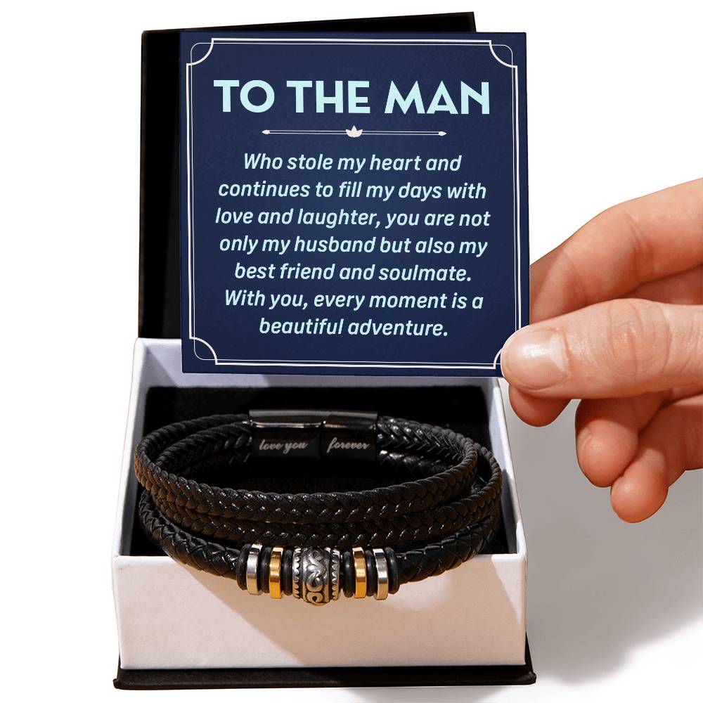 To the Man Who Stole My Heart Men's Leather Bracelet