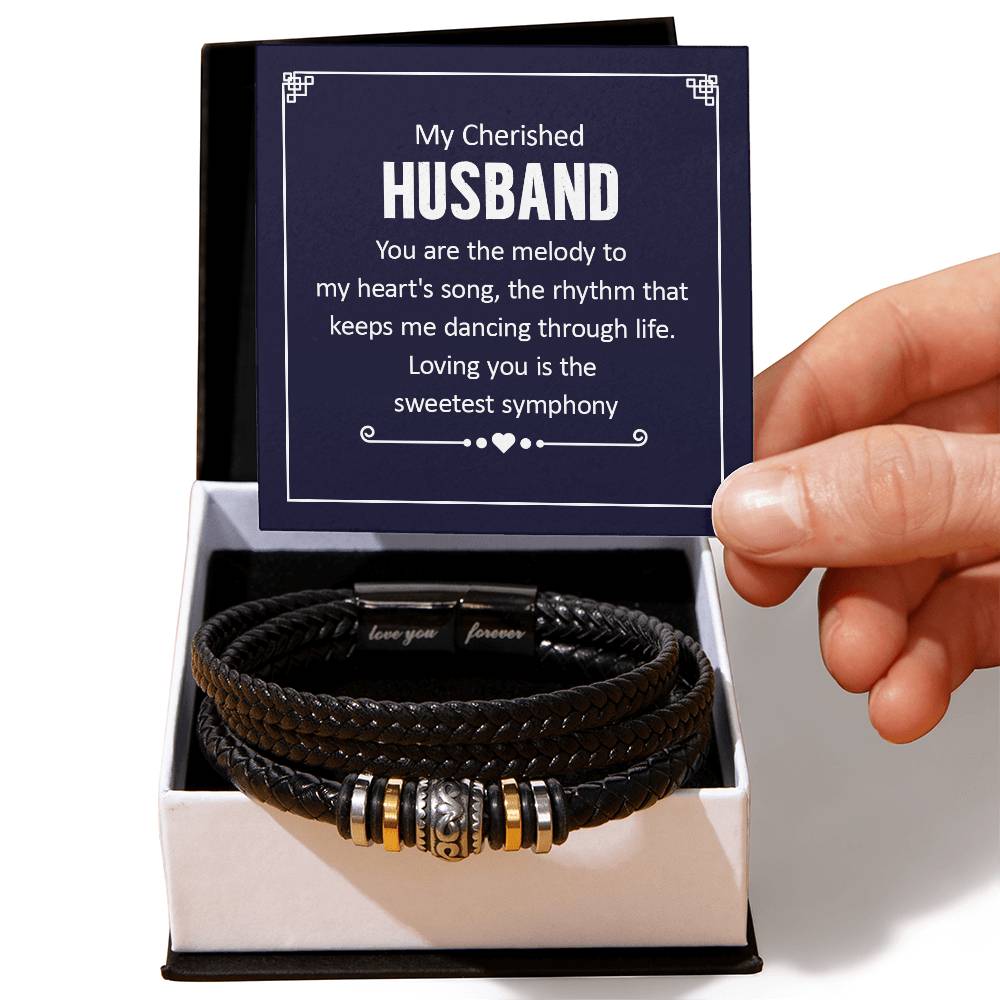 To My Husband - You Are the Melody to my Heart's Song Men's Leather Bracelet
