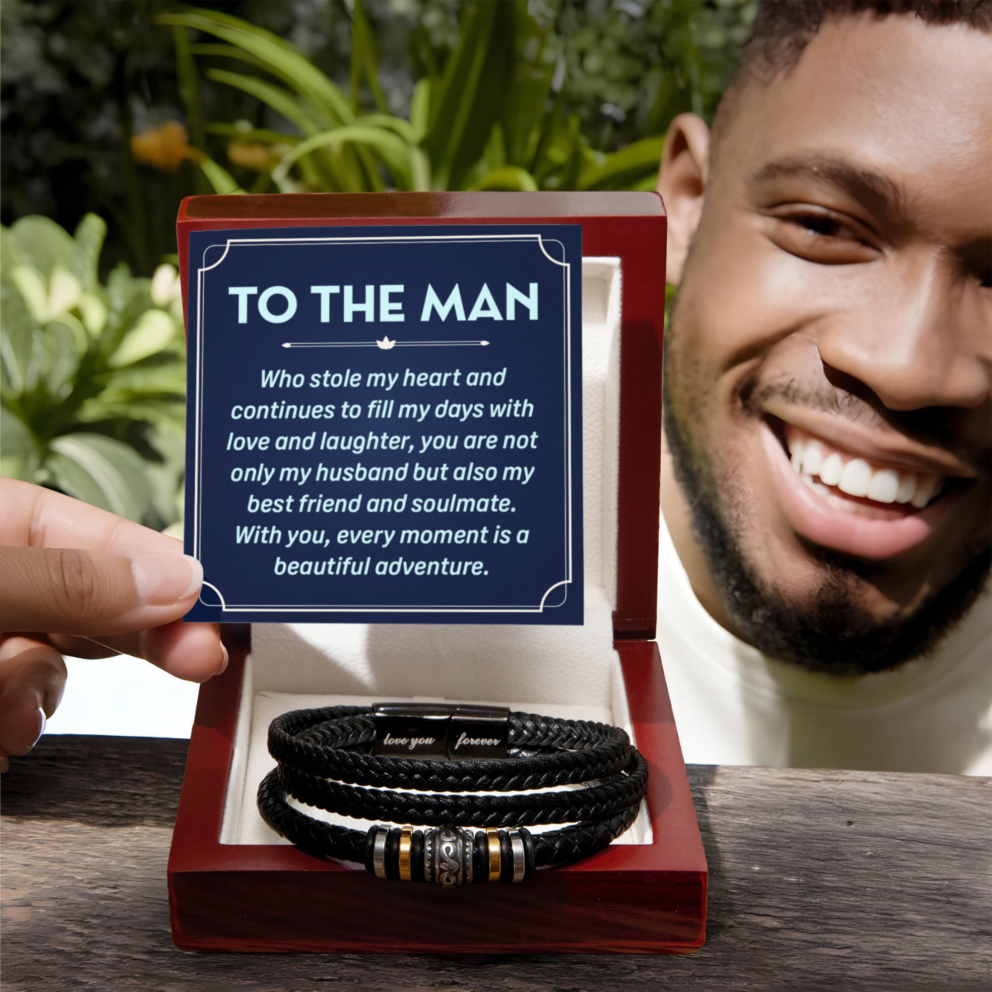 To the Man Who Stole My Heart Men's Leather Bracelet