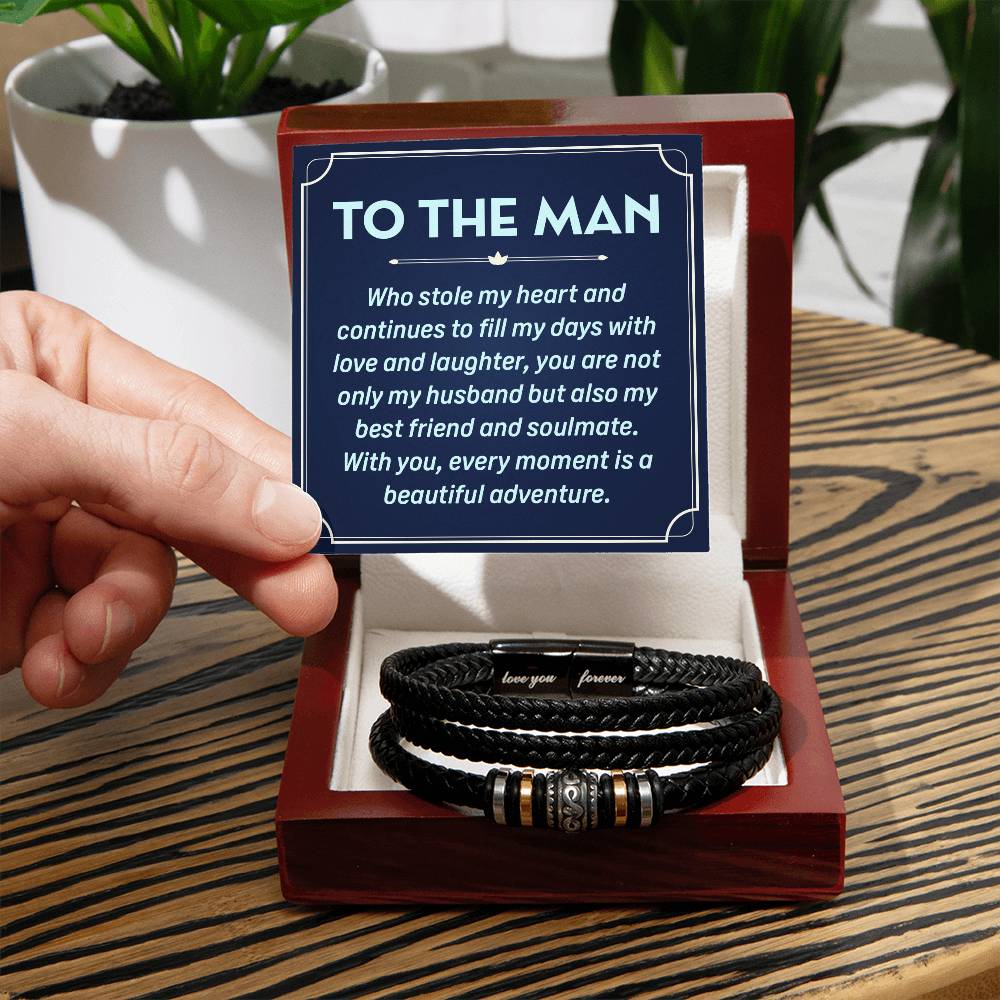 To the Man Who Stole My Heart Men's Leather Bracelet