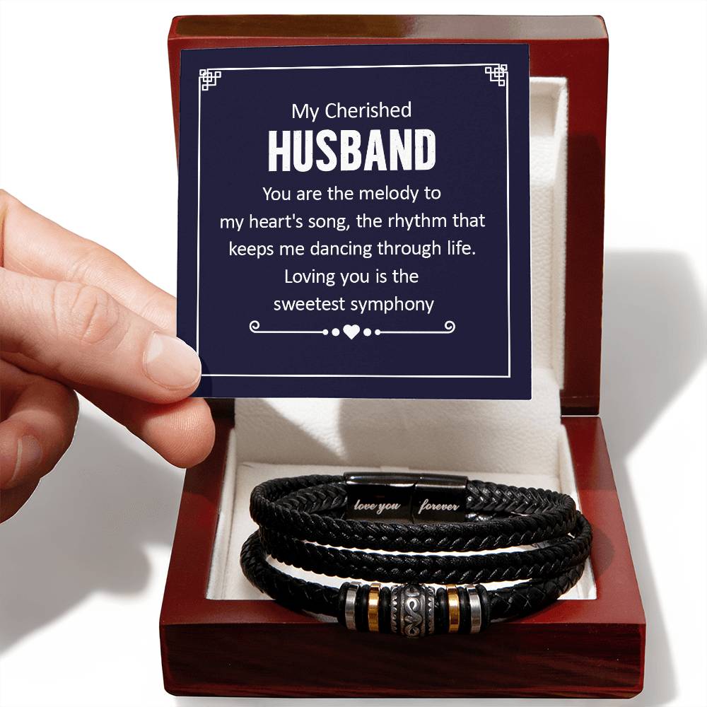 To My Husband - You Are the Melody to my Heart's Song Men's Leather Bracelet