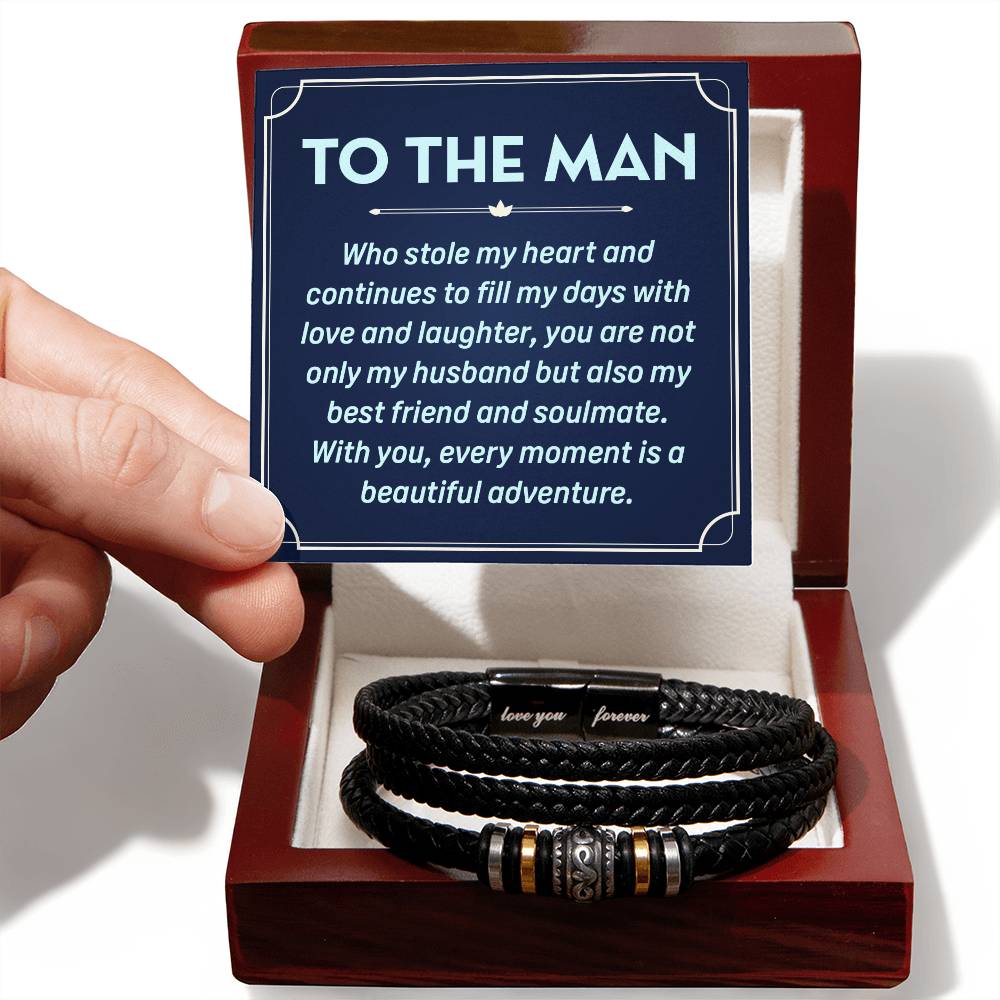 To the Man Who Stole My Heart Men's Leather Bracelet