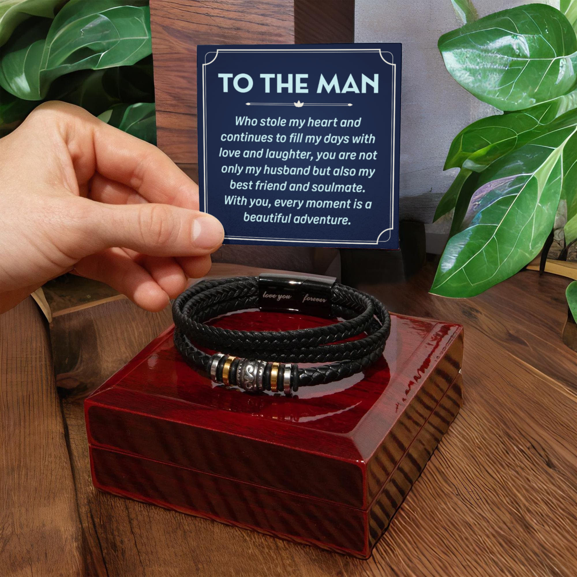 To the Man Who Stole My Heart Men's Leather Bracelet