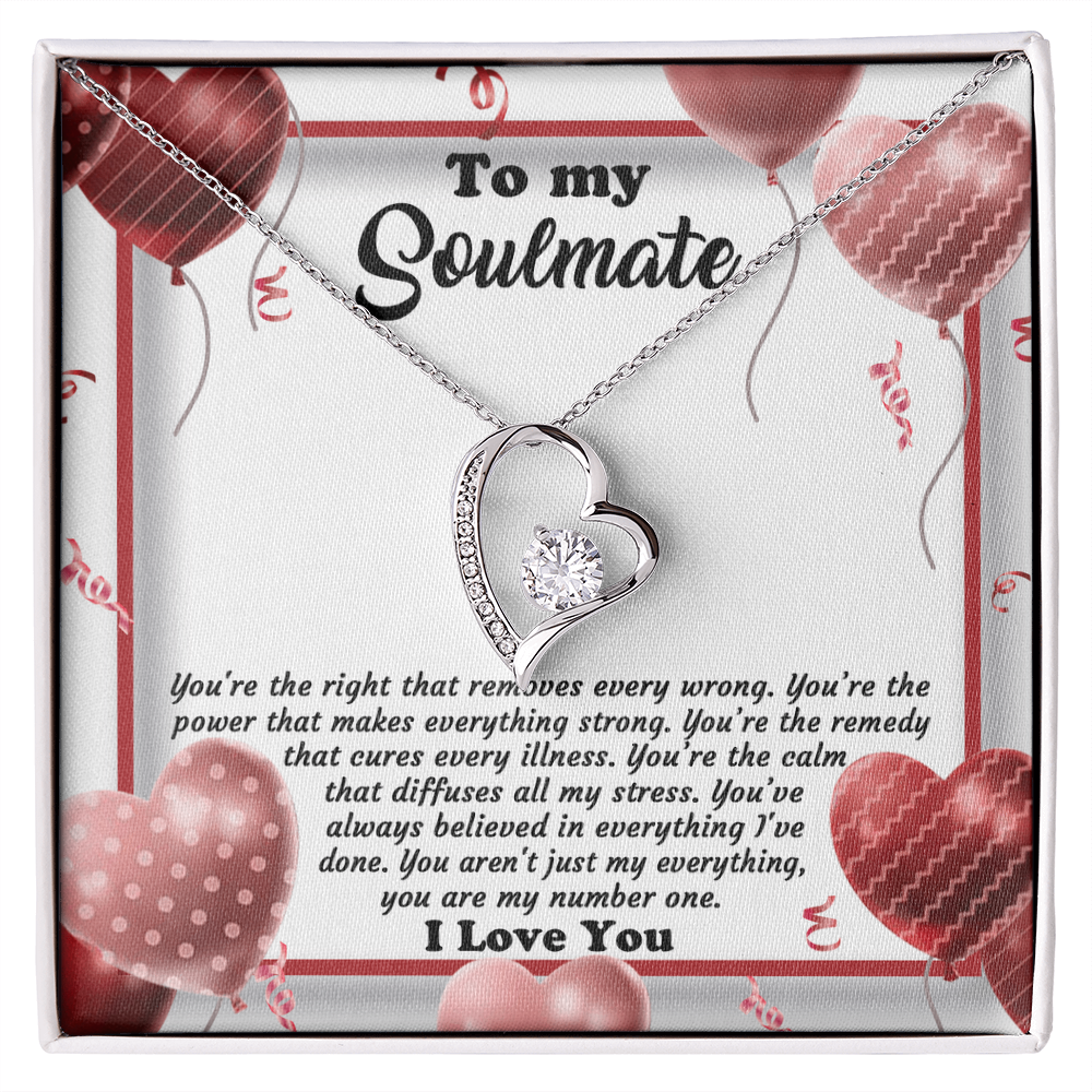 Soulmate - My Number One - Romantic Message with Forever Love Heart Necklace