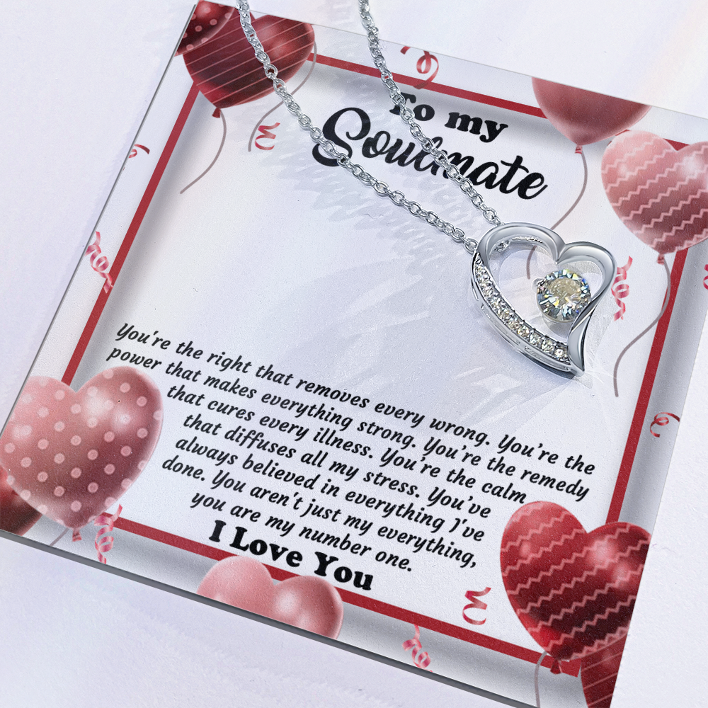 Soulmate - My Number One - Romantic Message with Forever Love Heart Necklace