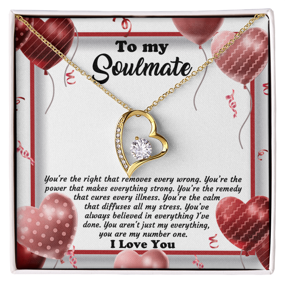 Soulmate - My Number One - Romantic Message with Forever Love Heart Necklace