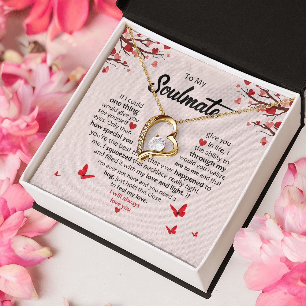 Soulmate Romantic Heart Pendant Necklace - Hold This Tight to Feel My Love