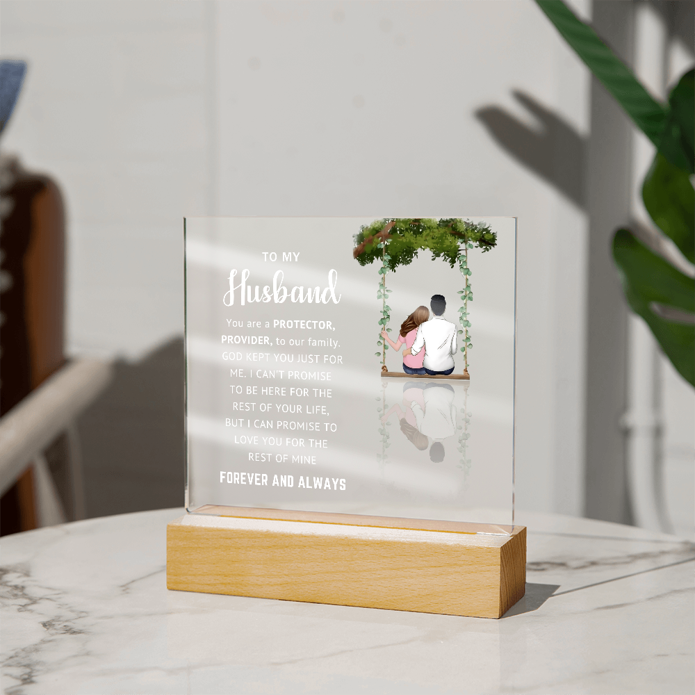 Husband LED Acrylic Plaque – Faith-Filled Love Gift for Husband, Forever and Always Keepsake