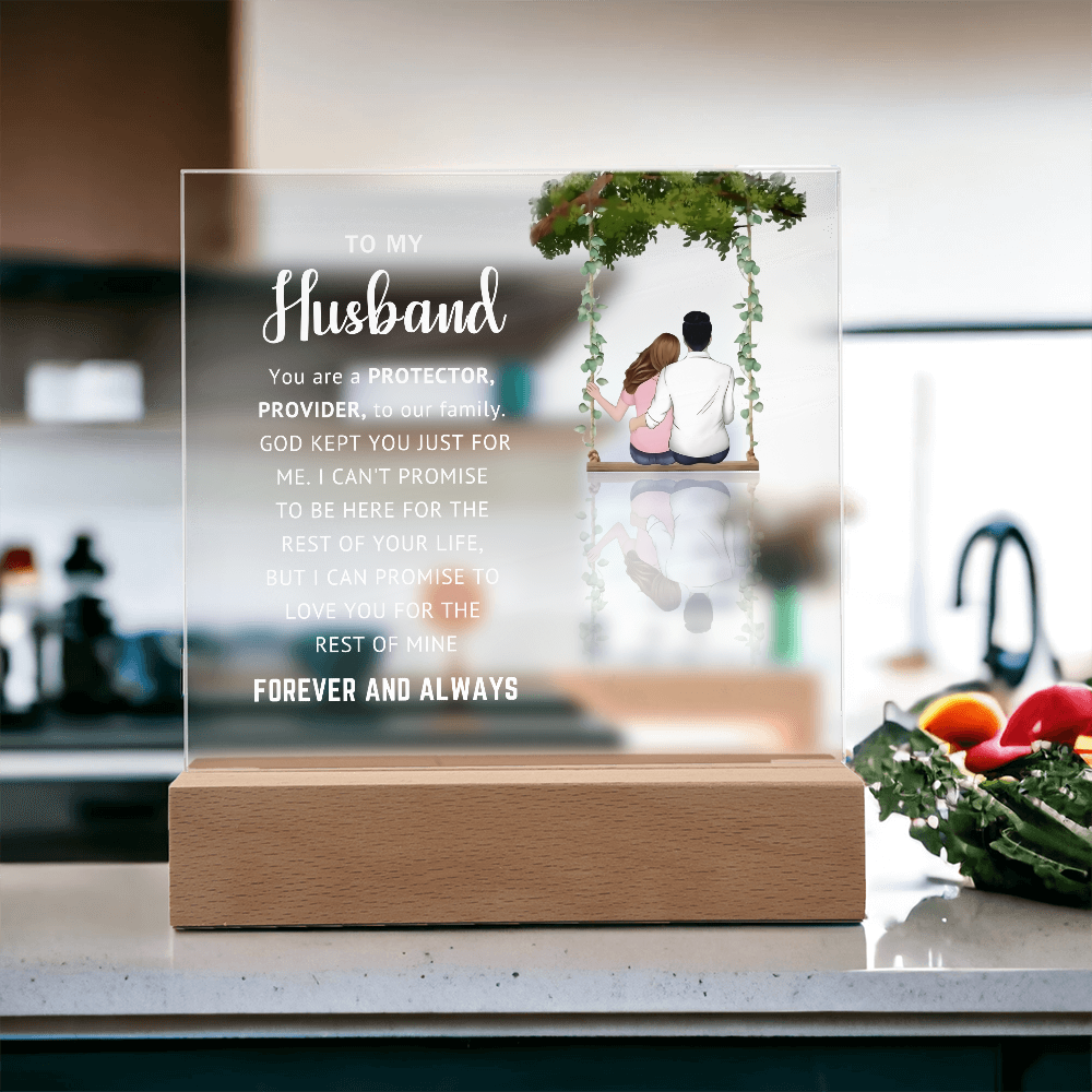 Husband LED Acrylic Plaque – Faith-Filled Love Gift for Husband, Forever and Always Keepsake