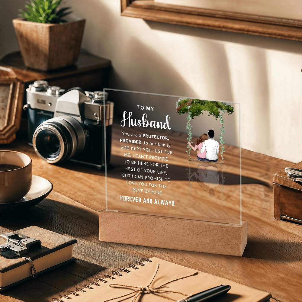 Husband LED Acrylic Plaque – Faith-Filled Love Gift for Husband, Forever and Always Keepsake