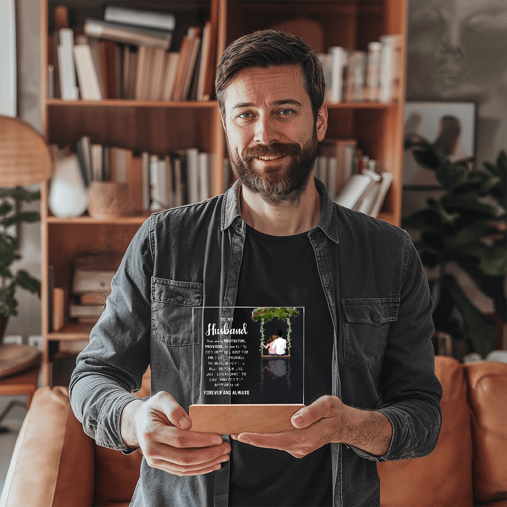 Husband LED Acrylic Plaque – Faith-Filled Love Gift for Husband, Forever and Always Keepsake