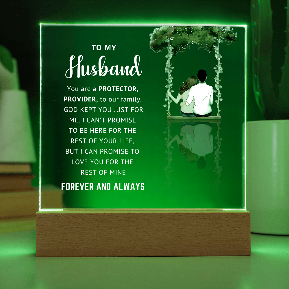 Husband LED Acrylic Plaque – Faith-Filled Love Gift for Husband, Forever and Always Keepsake