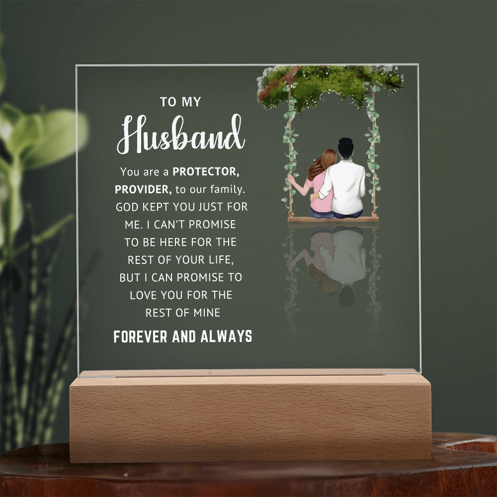 Husband LED Acrylic Plaque – Faith-Filled Love Gift for Husband, Forever and Always Keepsake