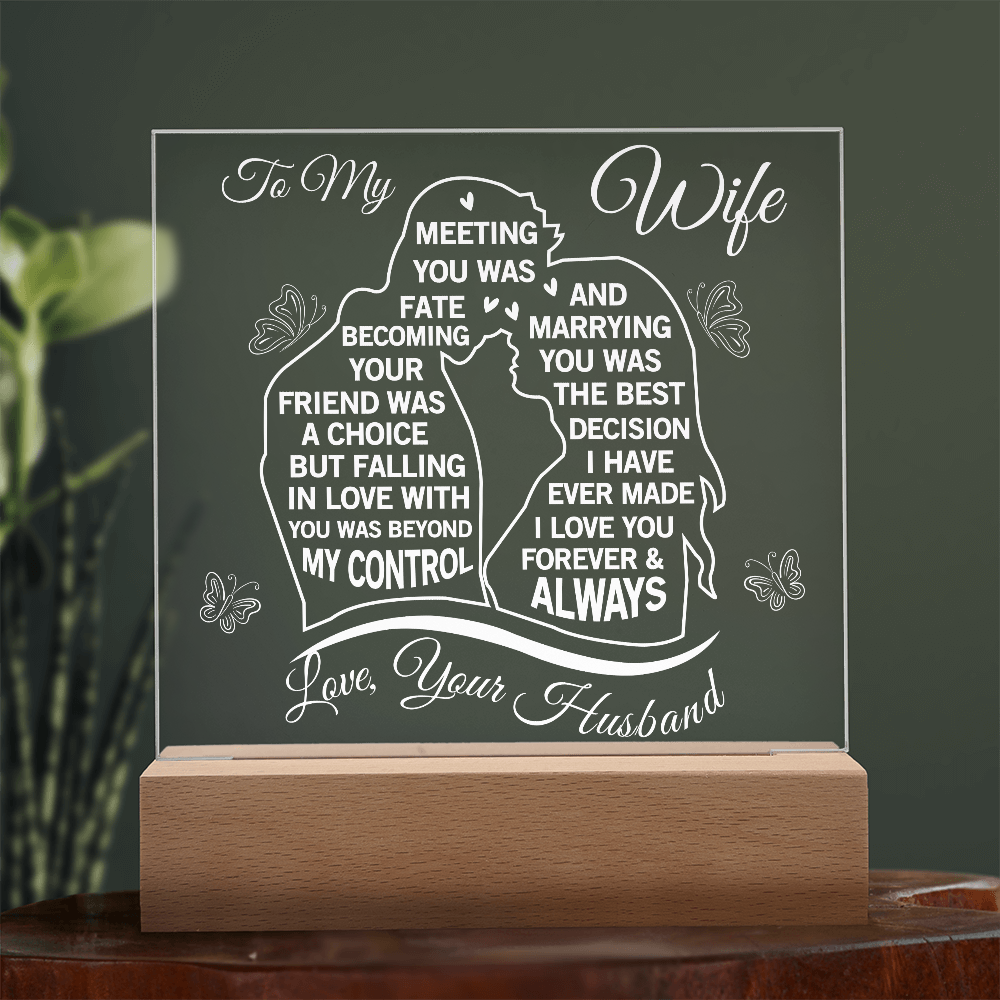 Wife Heartfelt Acrylic Plaque - Faling in Love Beyoond My Control