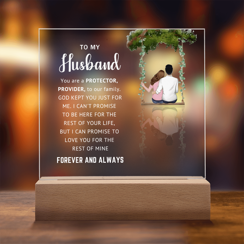 Husband LED Acrylic Plaque – Faith-Filled Love Gift for Husband, Forever and Always Keepsake