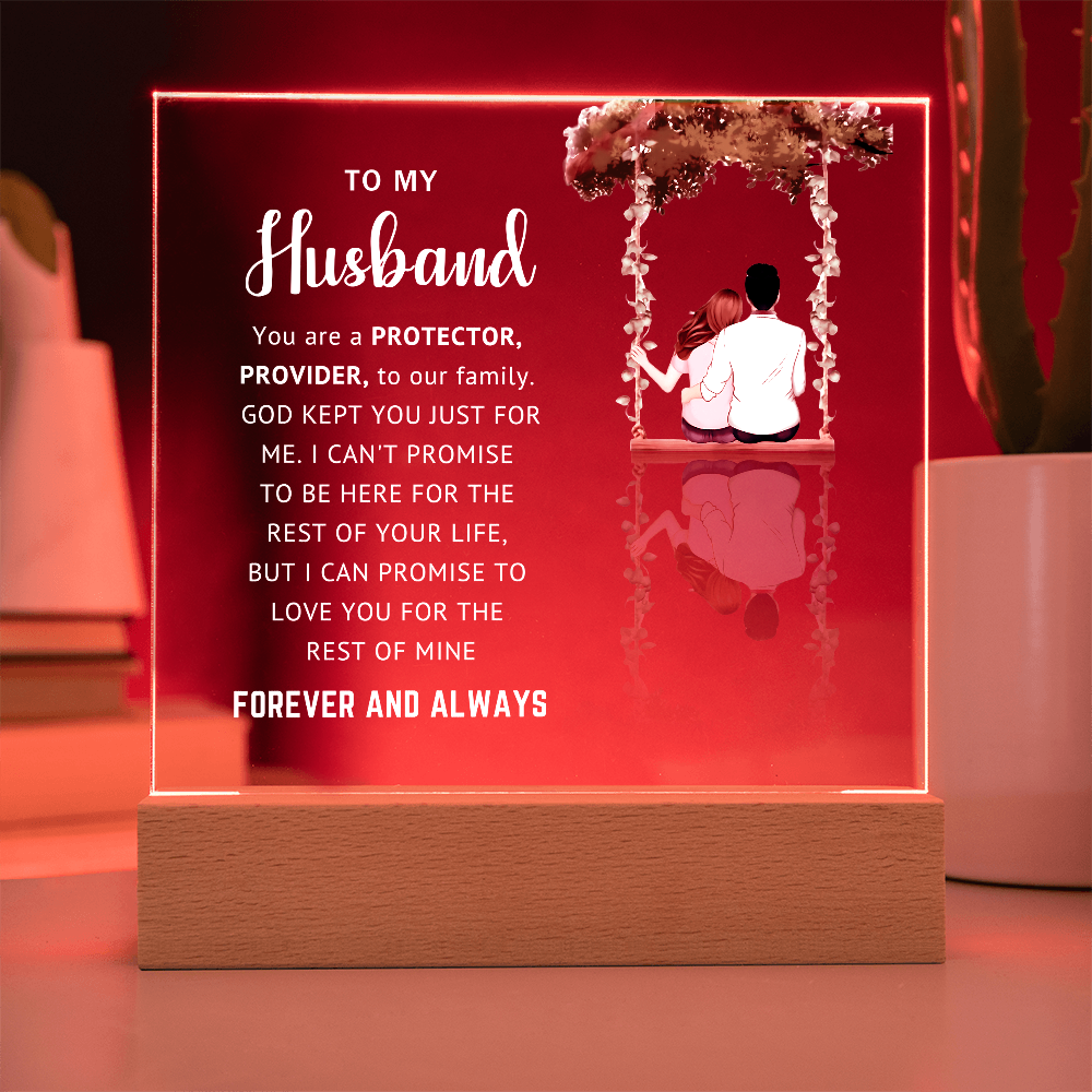 Husband LED Acrylic Plaque – Faith-Filled Love Gift for Husband, Forever and Always Keepsake