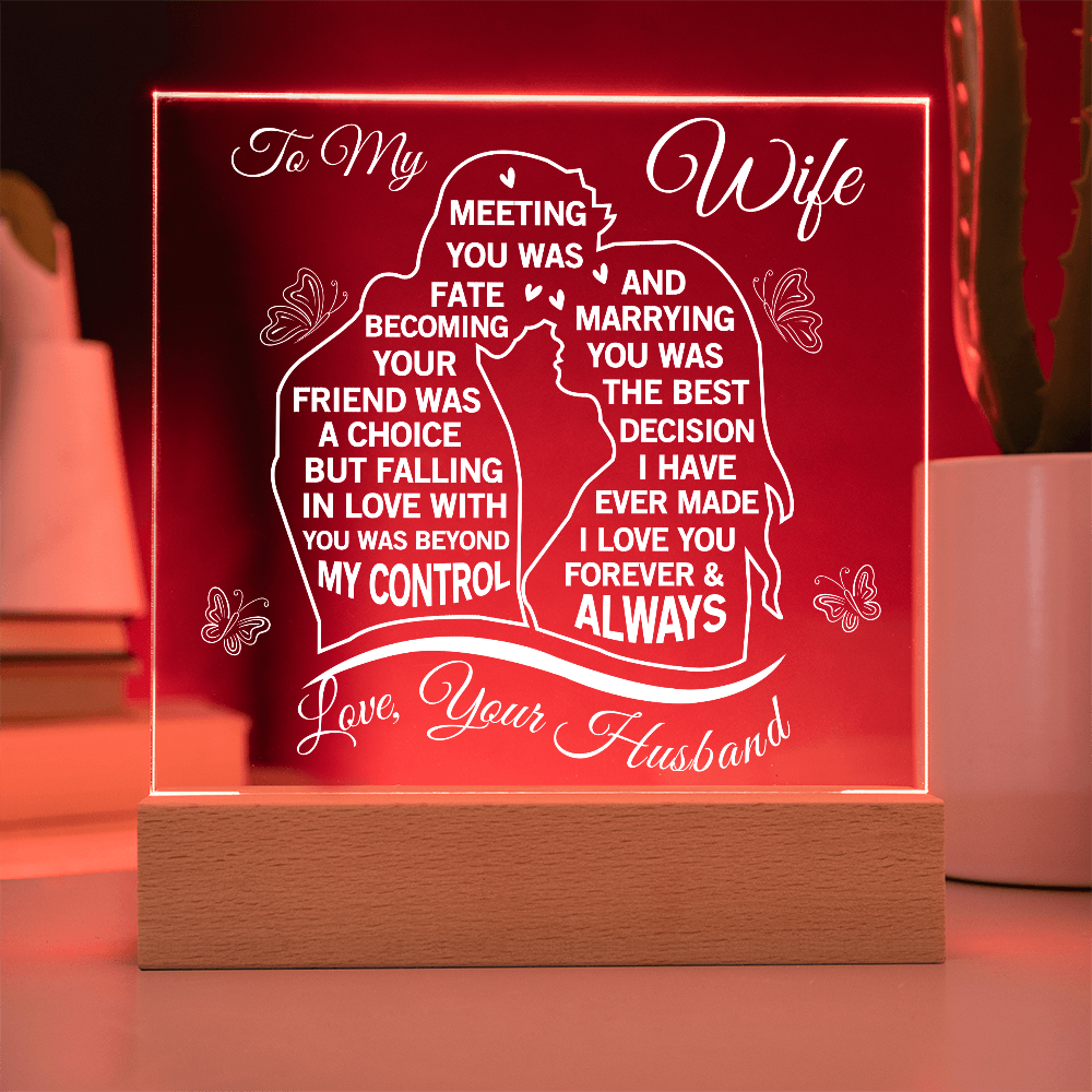 Wife Heartfelt Acrylic Plaque - Faling in Love Beyoond My Control