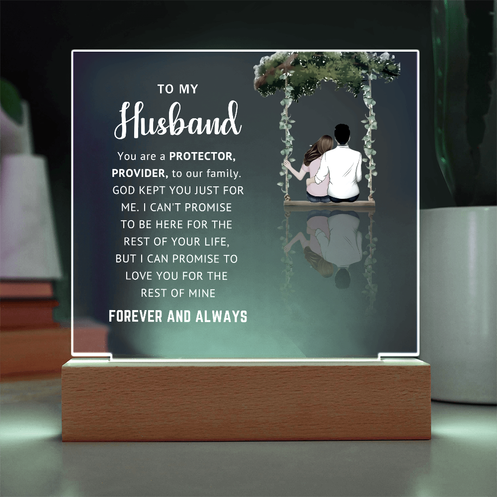 Husband LED Acrylic Plaque – Faith-Filled Love Gift for Husband, Forever and Always Keepsake