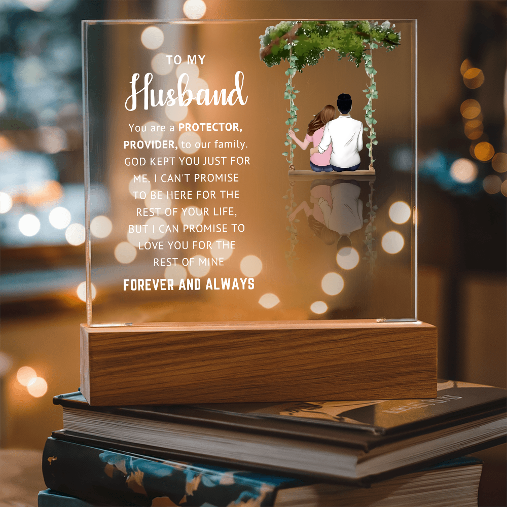 Husband LED Acrylic Plaque – Faith-Filled Love Gift for Husband, Forever and Always Keepsake