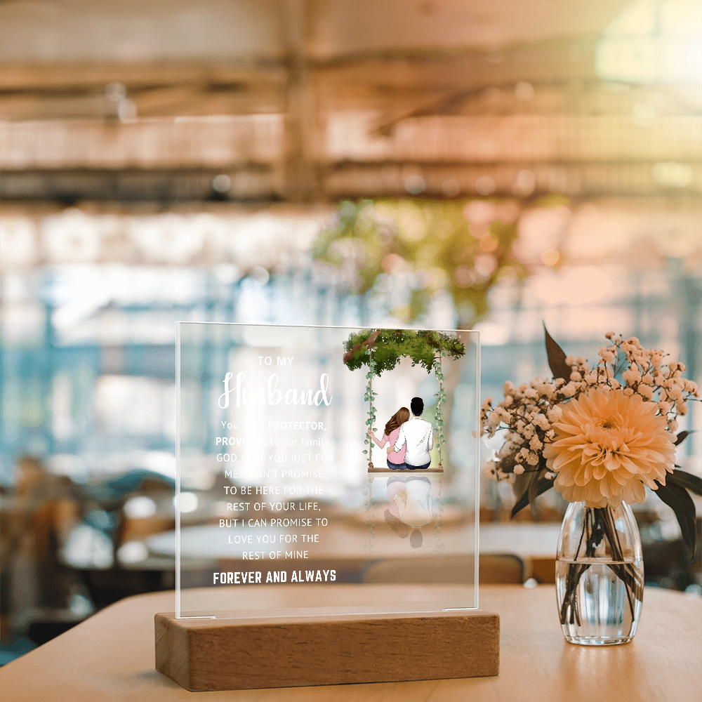 Husband LED Acrylic Plaque – Faith-Filled Love Gift for Husband, Forever and Always Keepsake