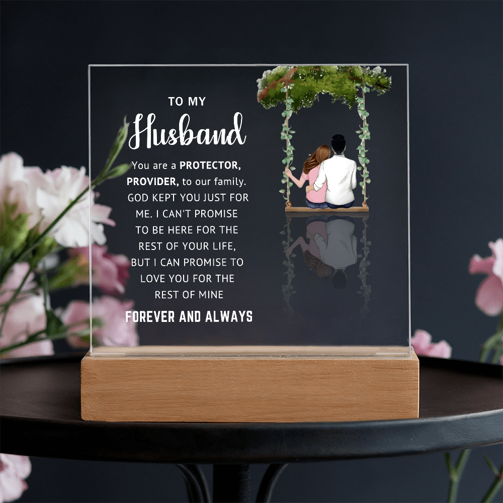 Husband LED Acrylic Plaque – Faith-Filled Love Gift for Husband, Forever and Always Keepsake