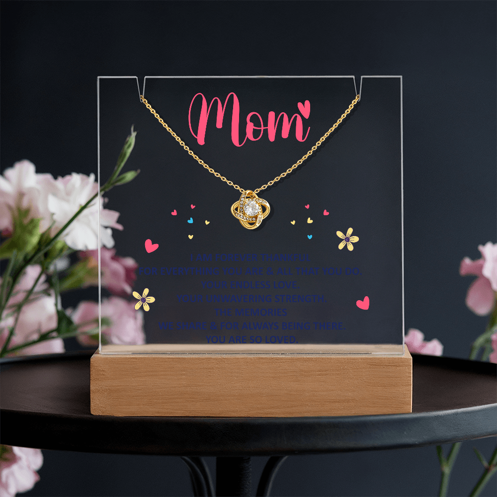 Mom, I am forever thankful Heartfelt Acrylic Plaque with Necklace