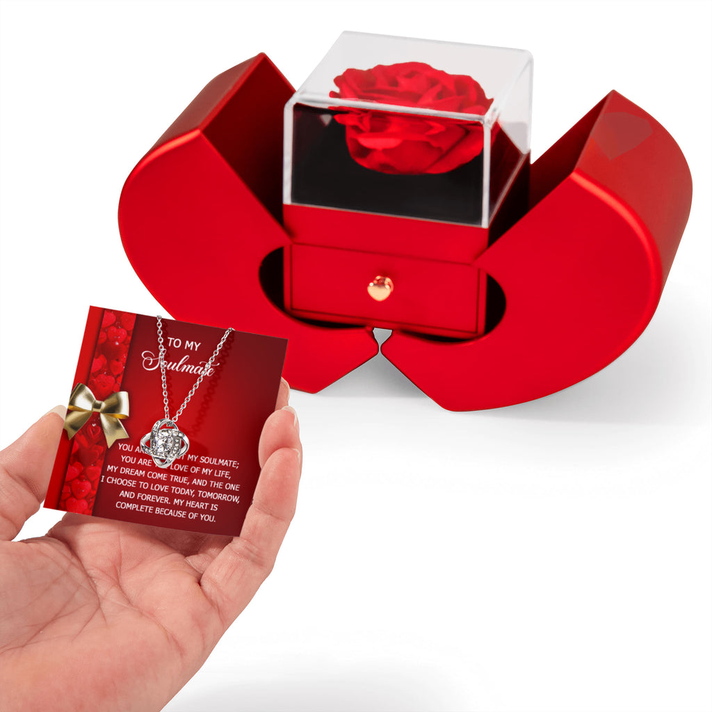To My Soulmate, My Love of My Life Necklace with Rose Gift Box