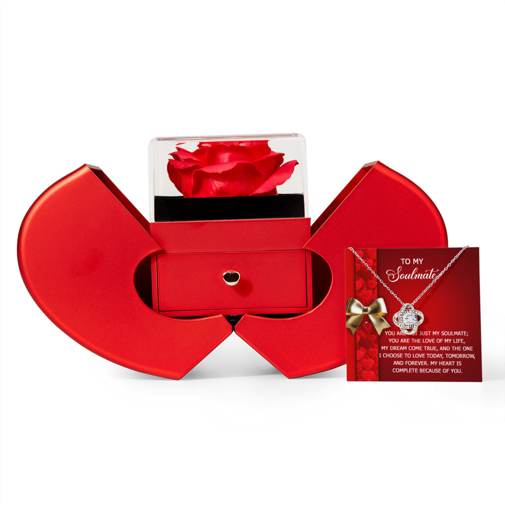 To My Soulmate, My Love of My Life Necklace with Rose Gift Box