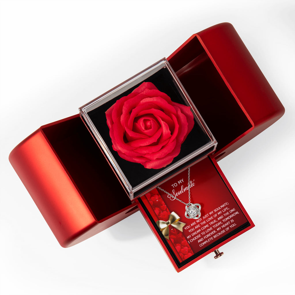 To My Soulmate, My Love of My Life Necklace with Rose Gift Box