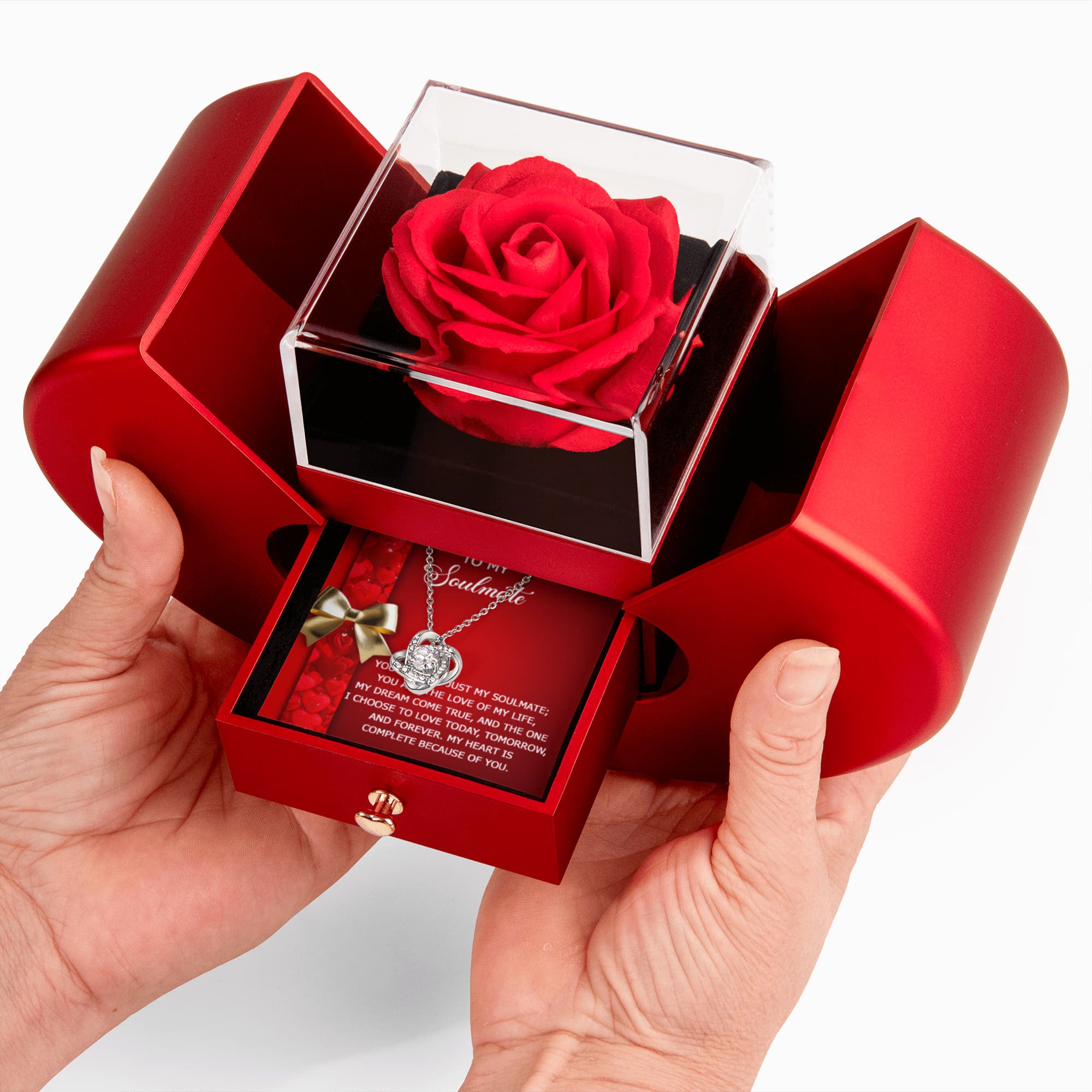 To My Soulmate, My Love of My Life Necklace with Rose Gift Box