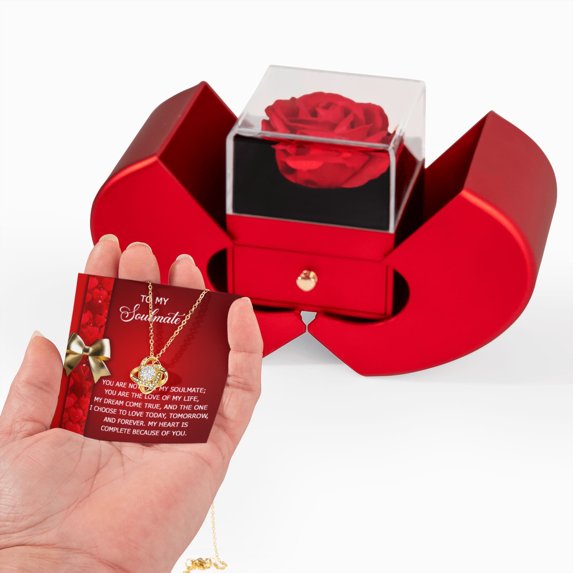 To My Soulmate, My Love of My Life Necklace with Rose Gift Box