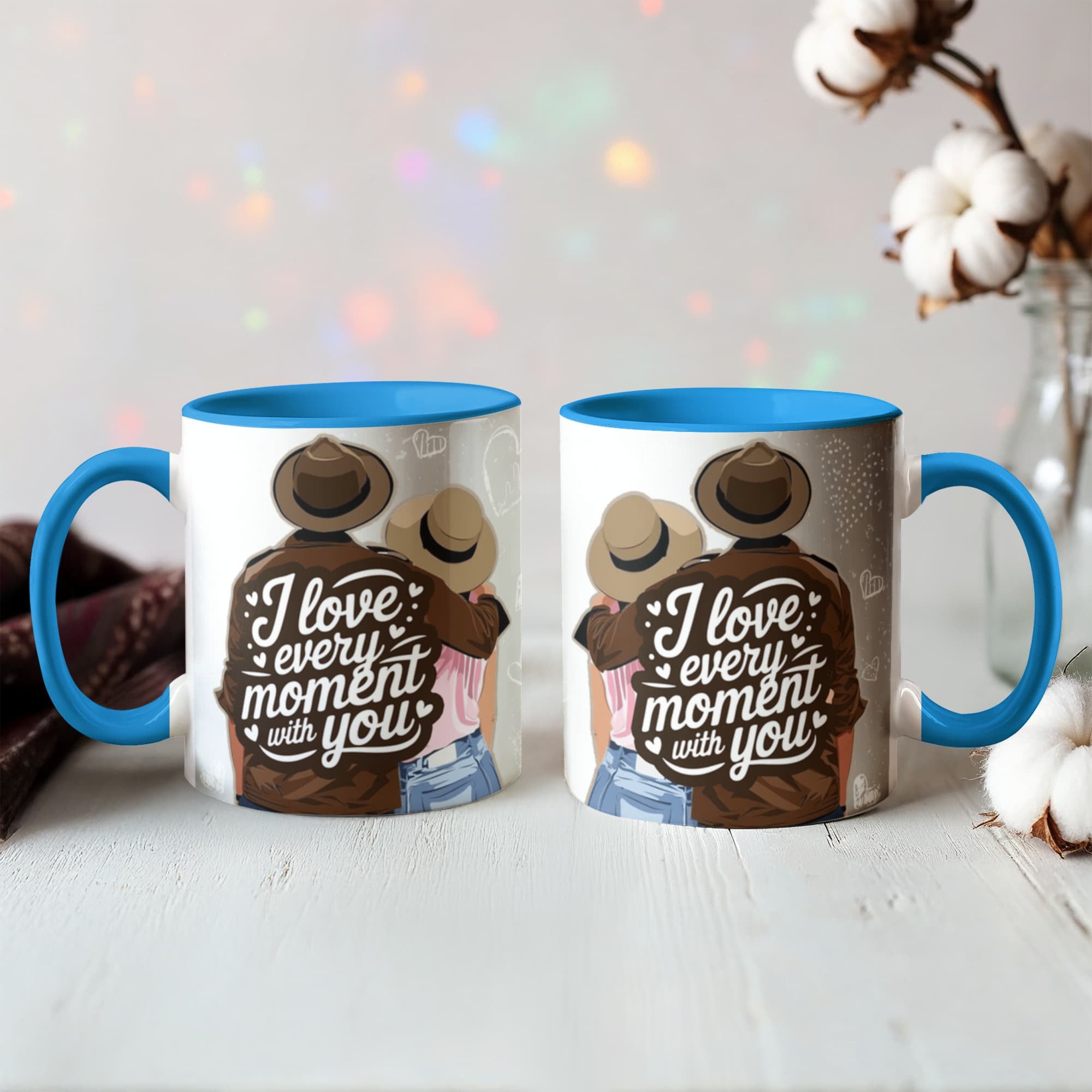 I Love Every Moment With You Mug – Romantic Couple Two-tone Color Accent Coffee Cup