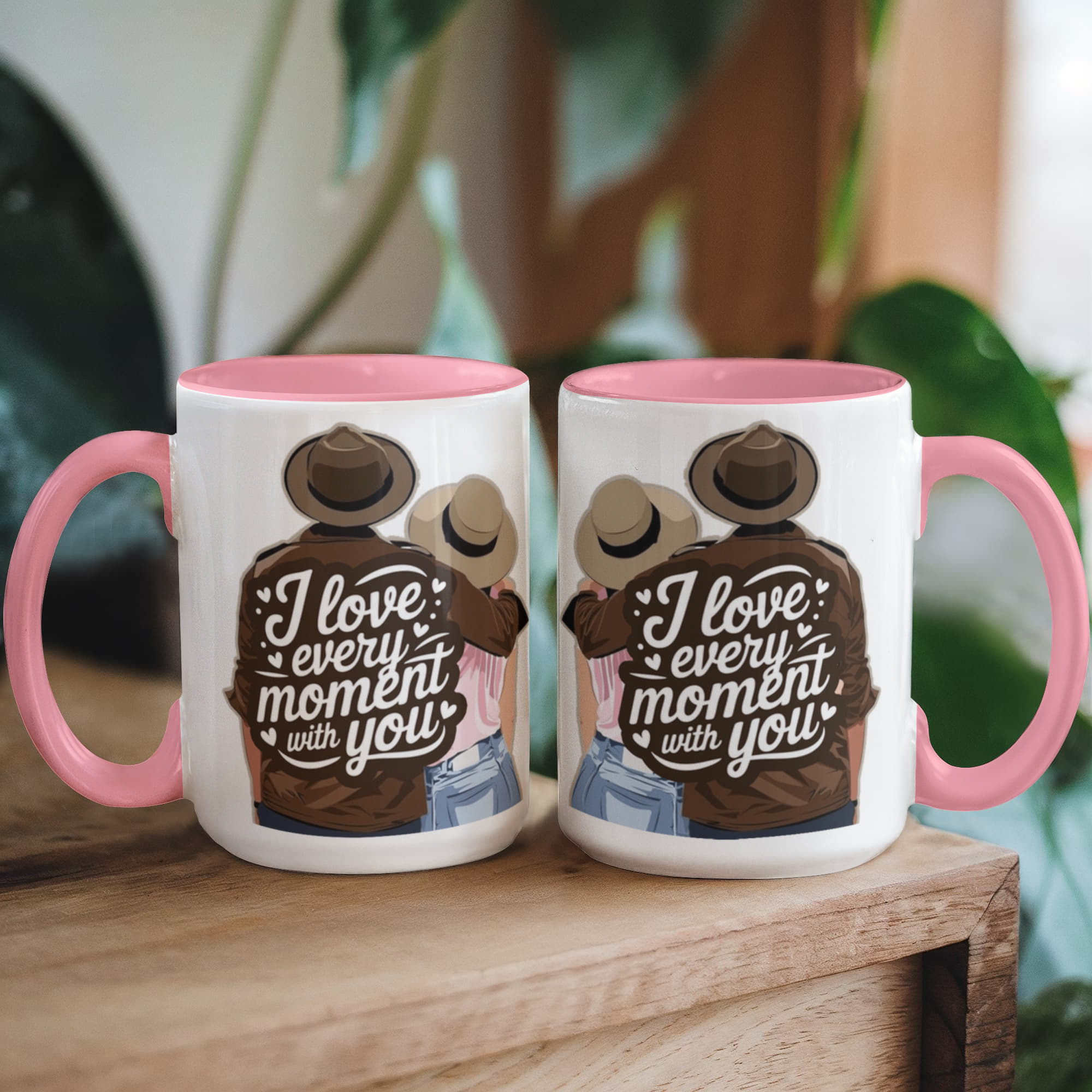 I Love Every Moment With You Mug – Romantic Couple Two-tone Color Accent Coffee Cup