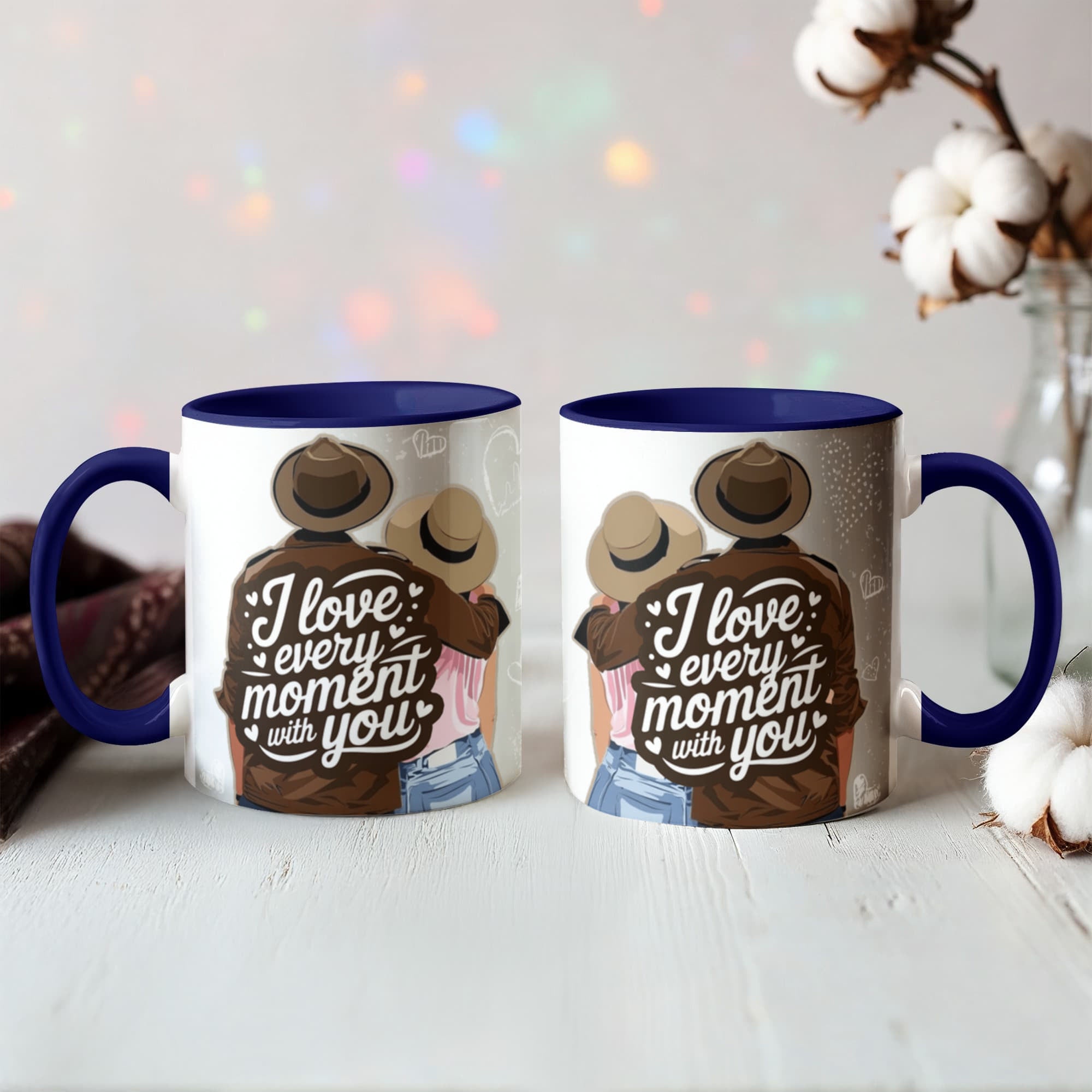 I Love Every Moment With You Mug – Romantic Couple Two-tone Color Accent Coffee Cup