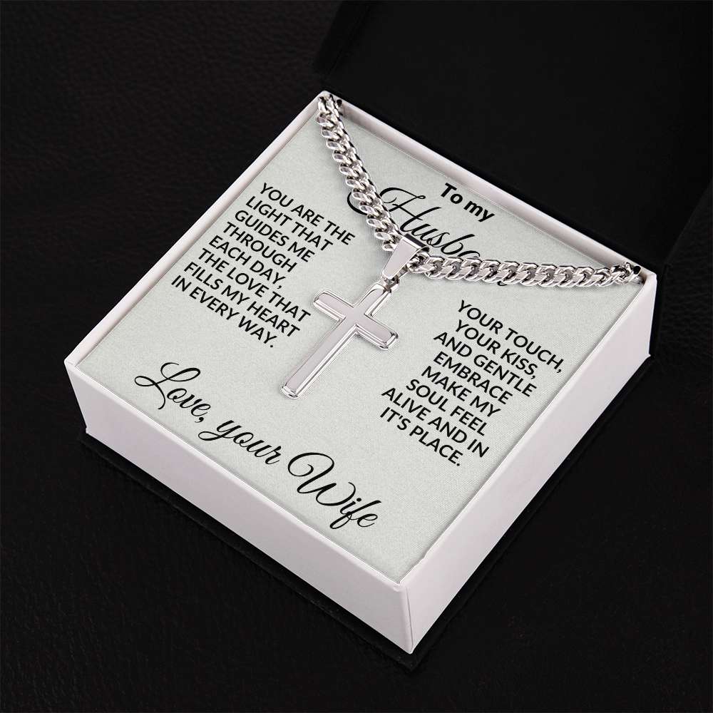To My Husband – Personalized Cross Necklace Gift from Wife - Faith & Love Message Card