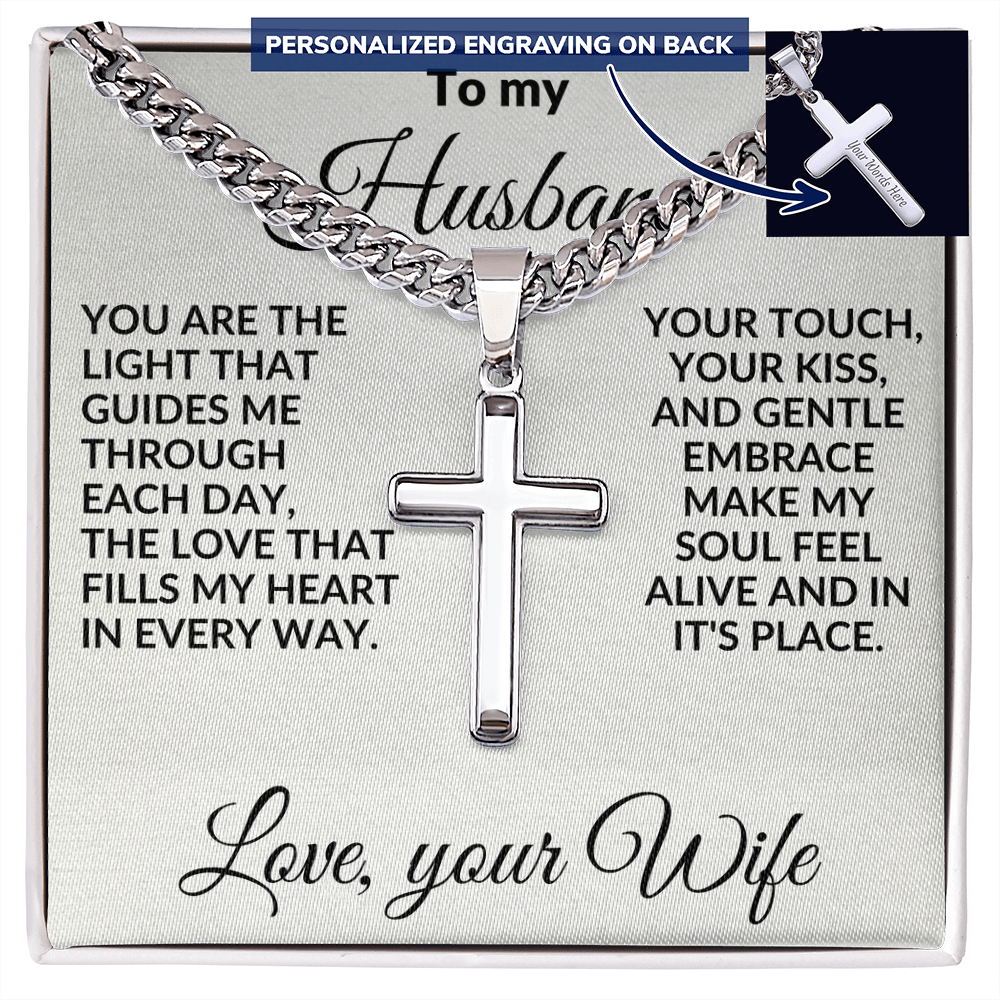 To My Husband – Personalized Cross Necklace Gift from Wife - Faith & Love Message Card