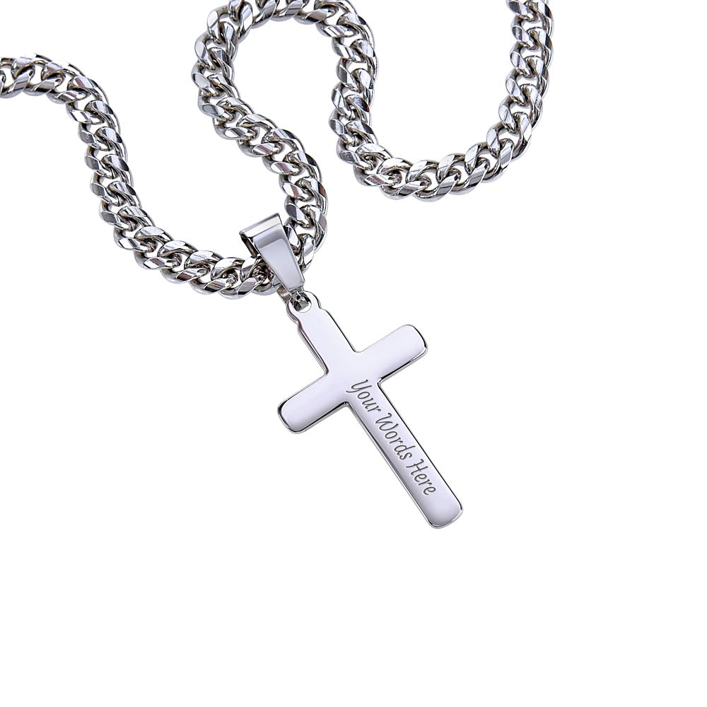 To My Grandson Personalized Cross Necklace – From Grandpa, Faith-Based Gift of Love, Strength and Belief