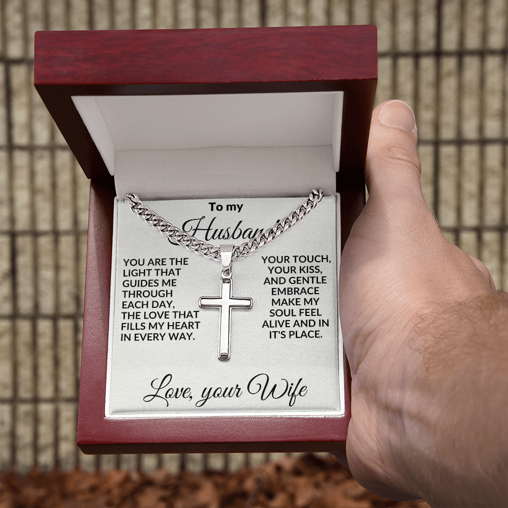 To My Husband – Personalized Cross Necklace Gift from Wife - Faith & Love Message Card