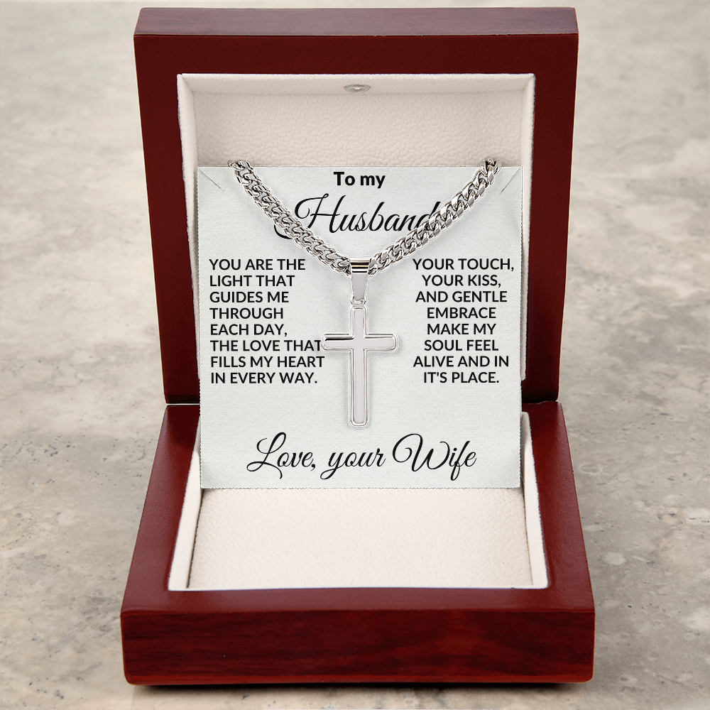 To My Husband – Personalized Cross Necklace Gift from Wife - Faith & Love Message Card